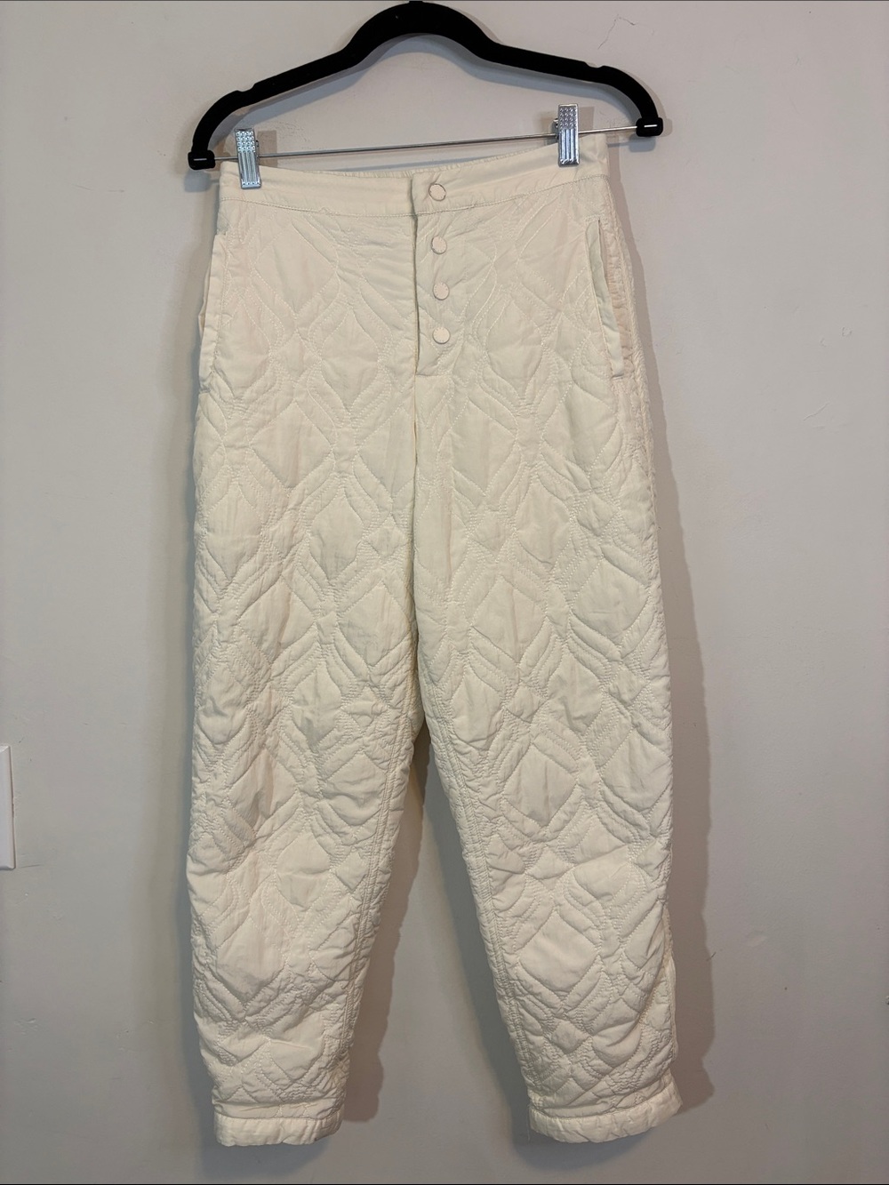 Fabletics Apres Ski Diamond Quilted Puffer Pants Cream White Ivory Active Gym XS